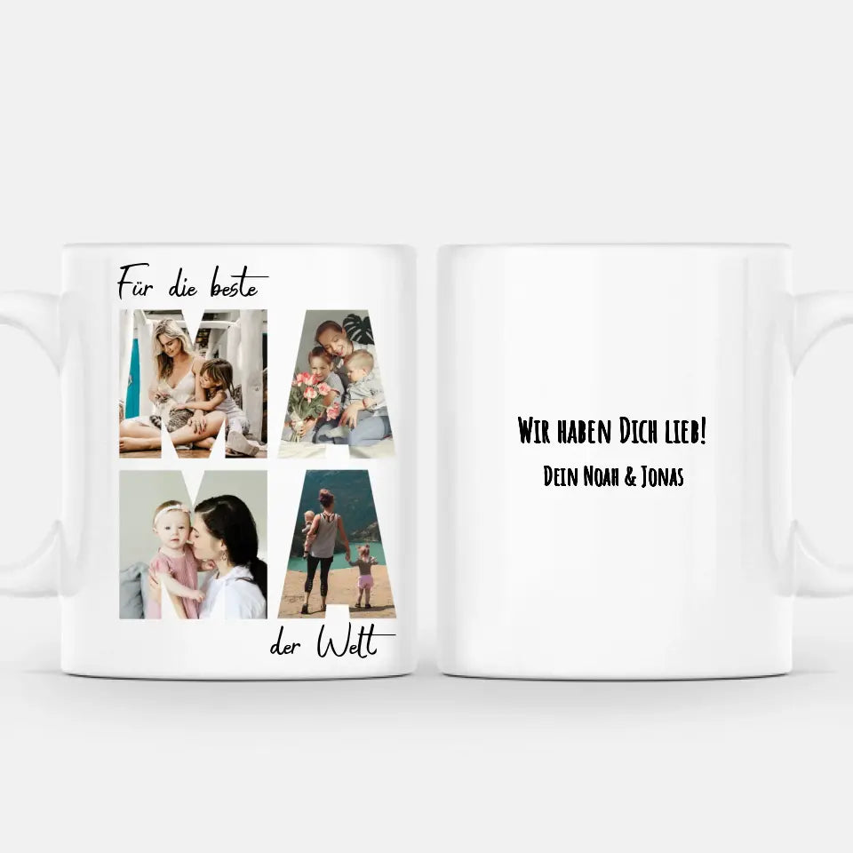 Mama Fotocollage mit Deinen Bildern - Personalisierte Tasse