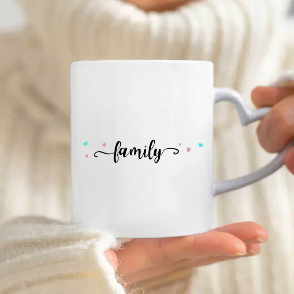 Familie mit Kindern - Personalisierte Tasse (1-3 Kinder)