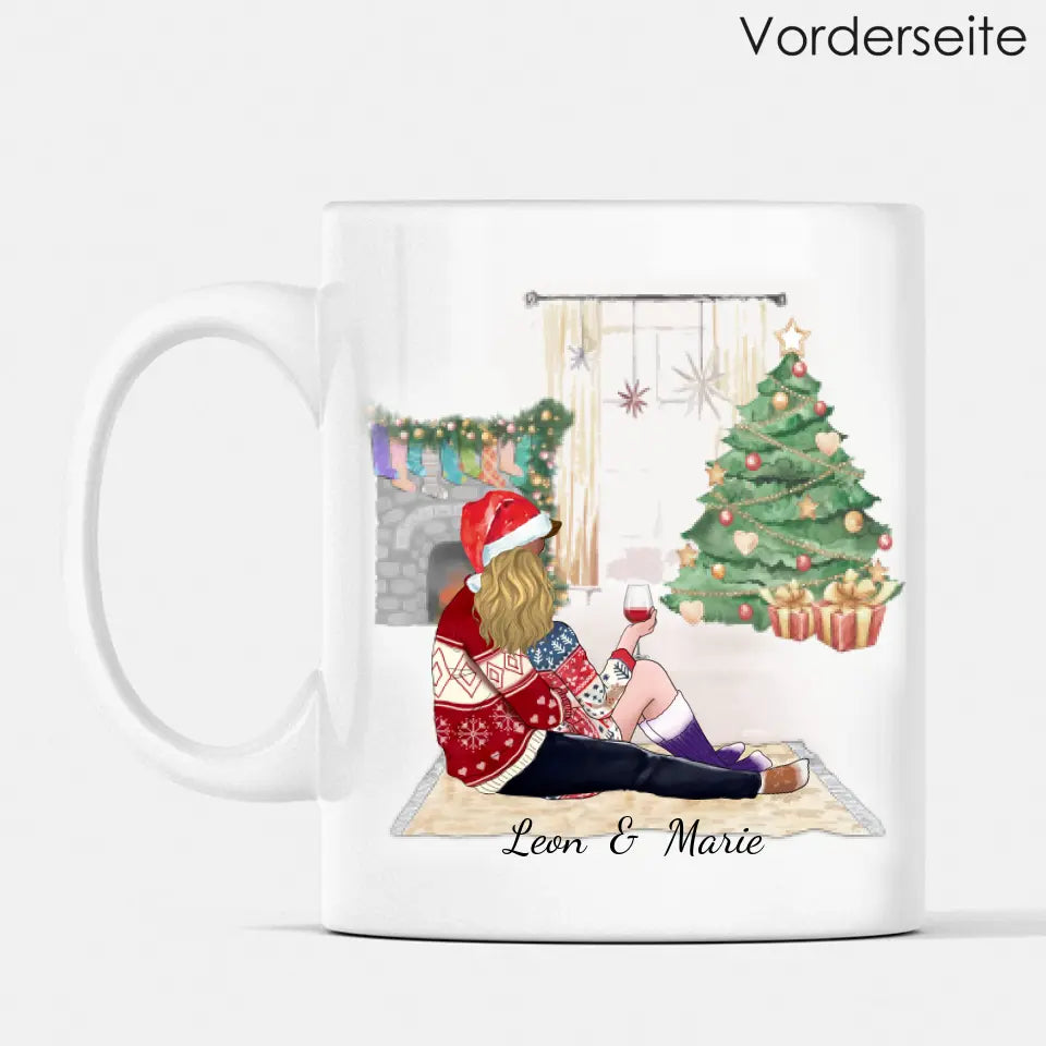 Weihnachtliches Pärchen - Personalisierte Tasse