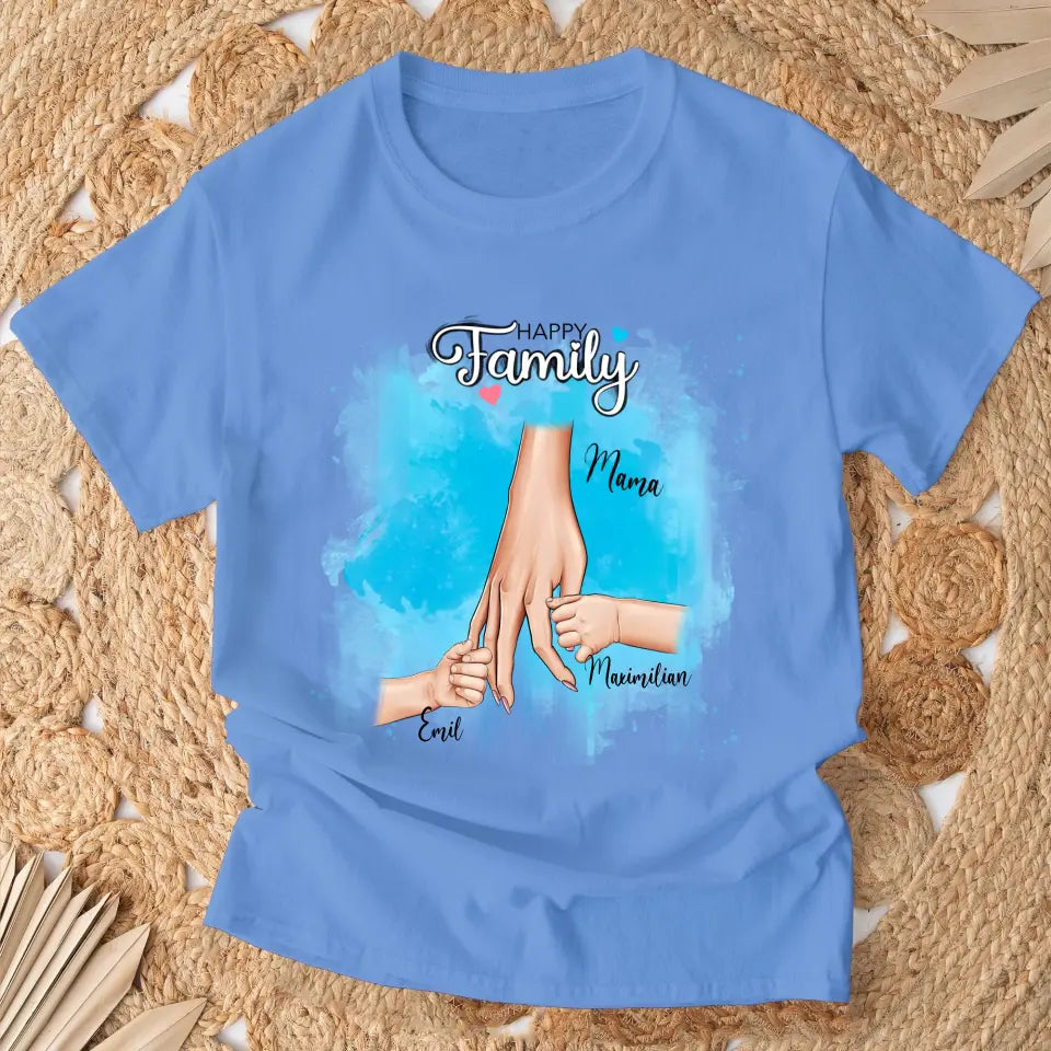 Mama mit Kindern - Hände - Personalisiertes T-Shirt