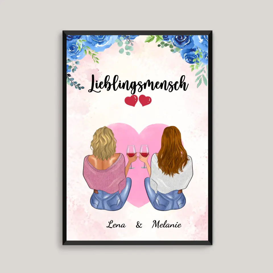 Beste Freundinnen - Sitzend - Personalisiertes Poster