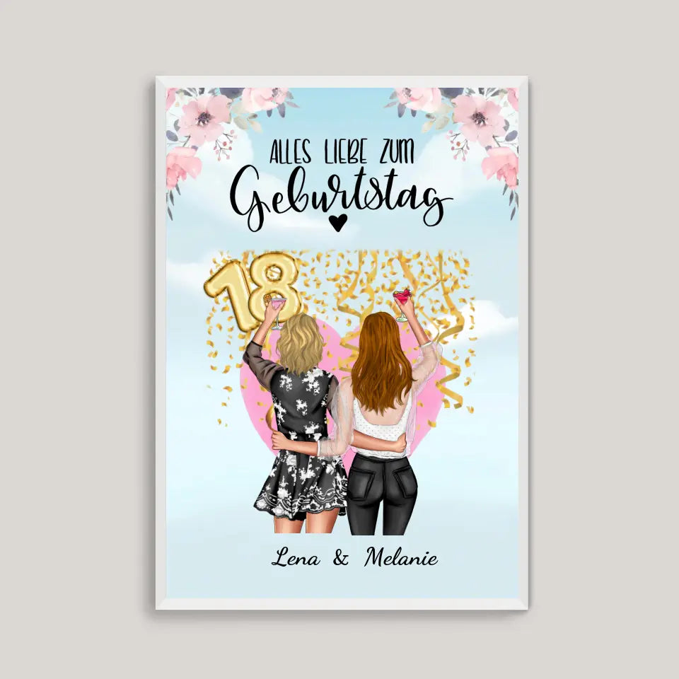 Beste Freundinnen Geburtstag - Personalisiertes Poster